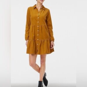 J.Crew Dress Corduroy Collared Mini Shirtdress Golden Brandy 14